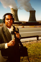 Photo: Steve Curwood outside the Three Mile Island Nuclear Power Plant